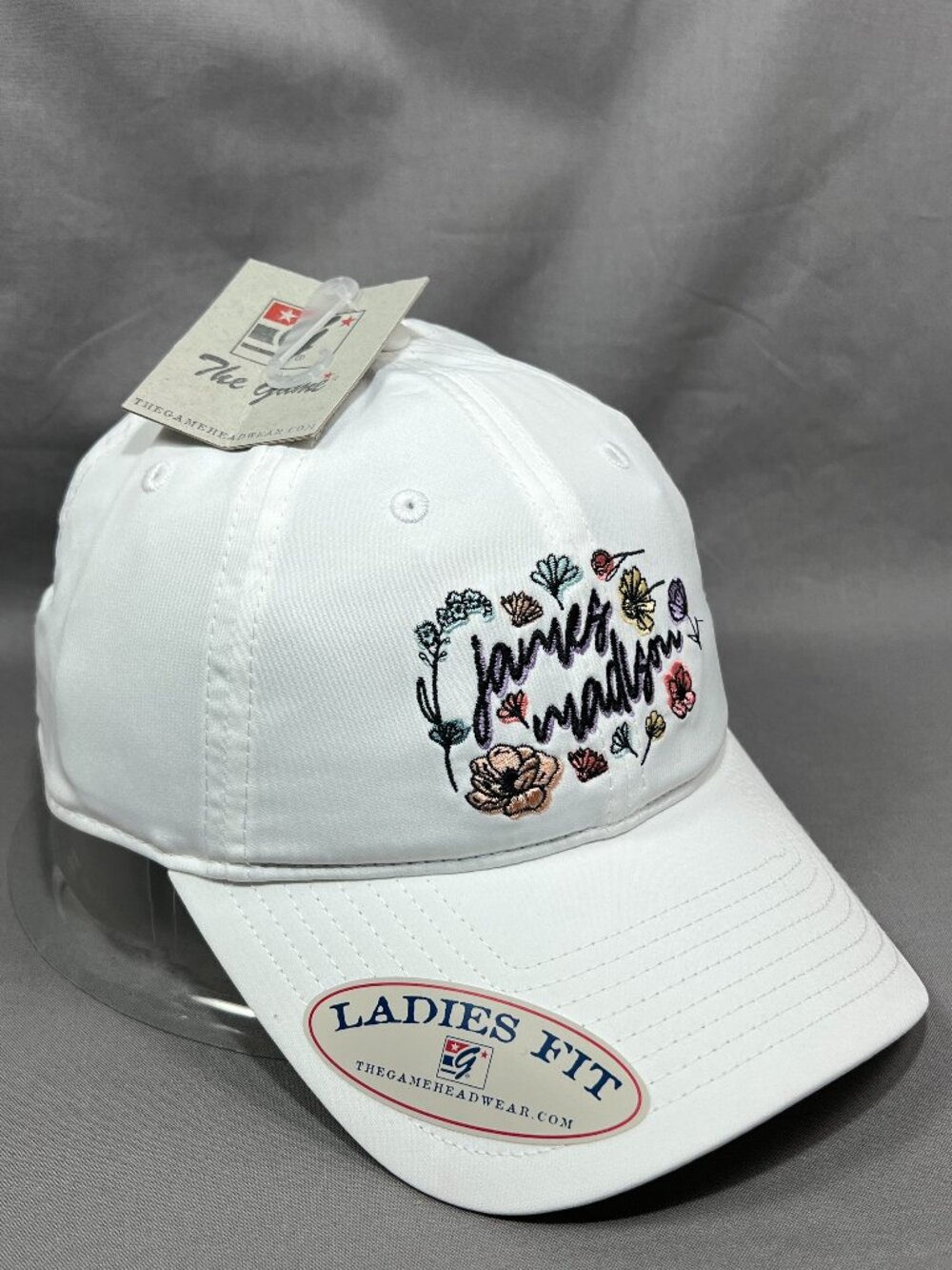 James Madison The Game Womens Baseball Hat White Floral Strapback Cap Ladies Fit